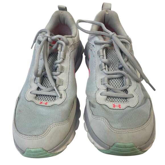 Under Armour Womens US Size 11 Gray Pink Lace Up Athletic Running Tennis Shoes - Picture 2 of 5
